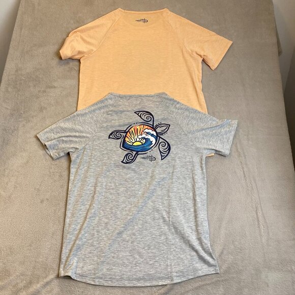 Reel Life Womens T-Shirts L/G Lot of Two Polyester & Spandex Heather Gray & Peac - Picture 12 of 13